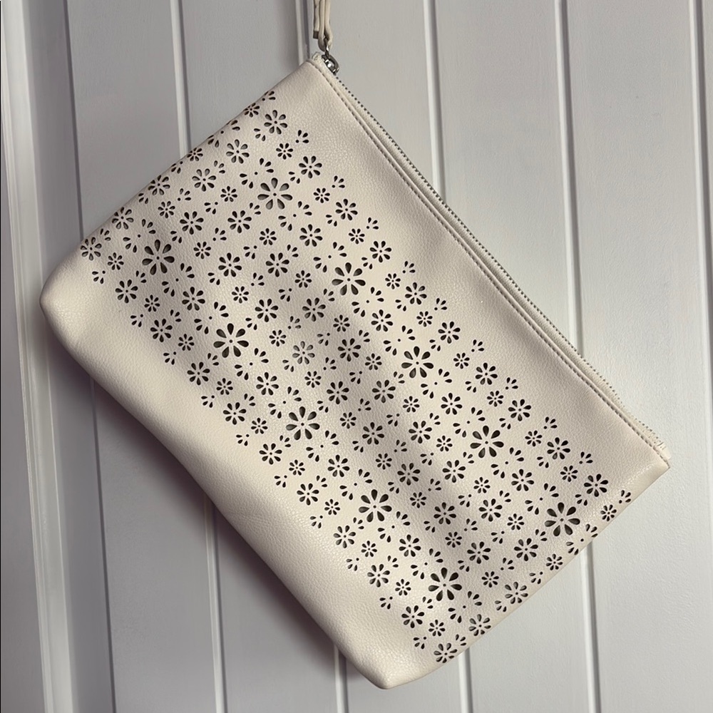 Elegant Cream Floral Cutout Clutch